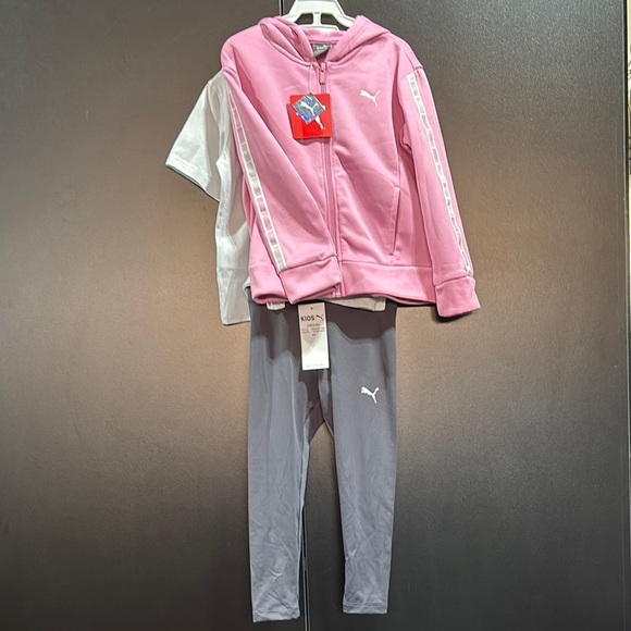 Puma 3 pc.set,Zip up hoodie, short sleeve T-shirt, elastic waist leggings - Picture 1 of 6